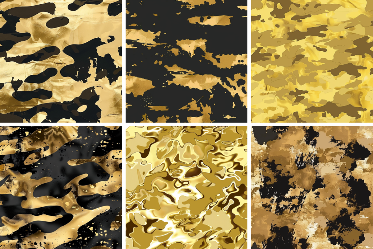 Gold Camouflage Seamless Patterns, a Pattern Graphic by PrintablesByFranklyn (Photo 2 of 4)