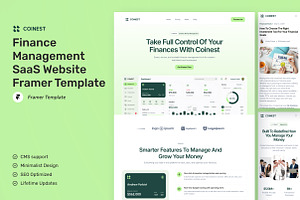 Coinest Finance SaaS Website Framer, a Websites & App Template by peterdraw