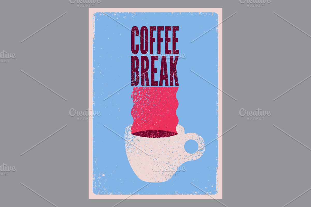 Coffee Break retro vector poster set, a Food Illustration by PoPaShop (Photo 2 of 9)