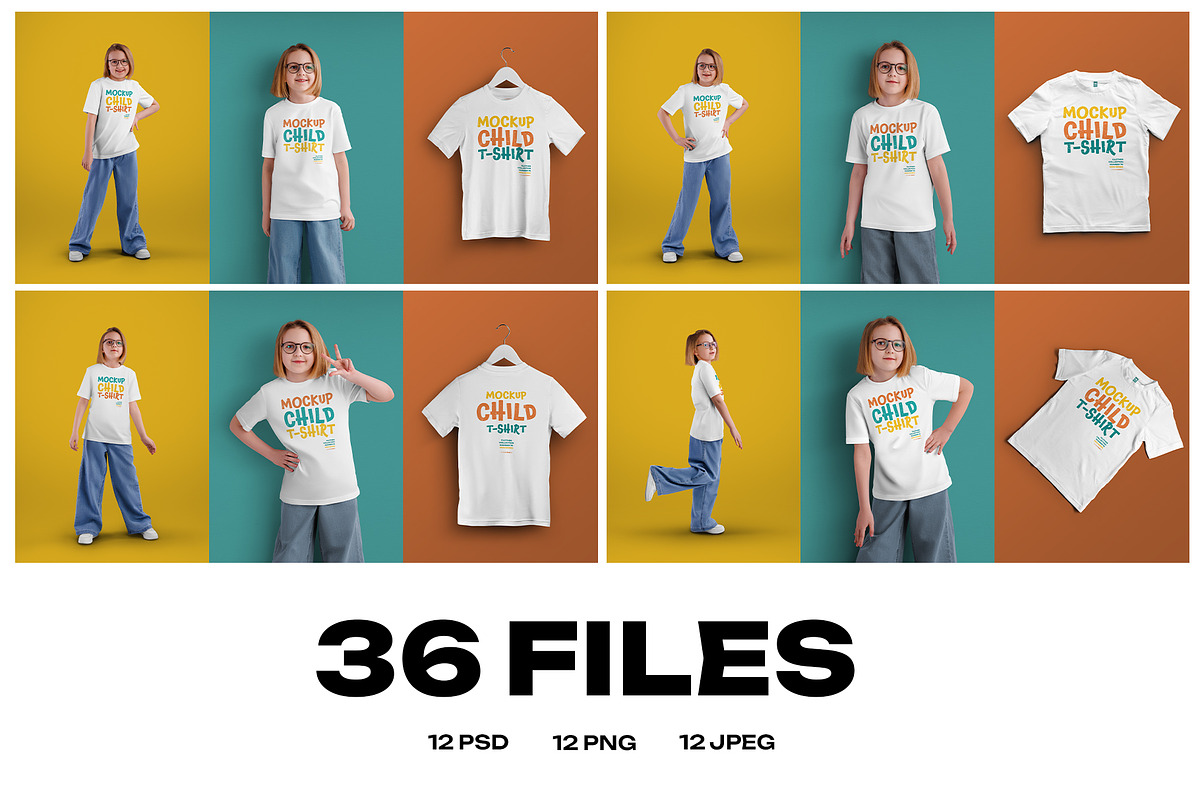 12 Mockups of a Children's T-shirt, a Shirt Mockup by Grow Design Craft Studio (Photo 8 of 8)