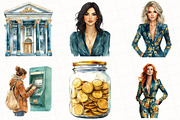 Money Girl Watercolor Clipart, an Illustration by OK Design (Thumbnail 5 of 5)