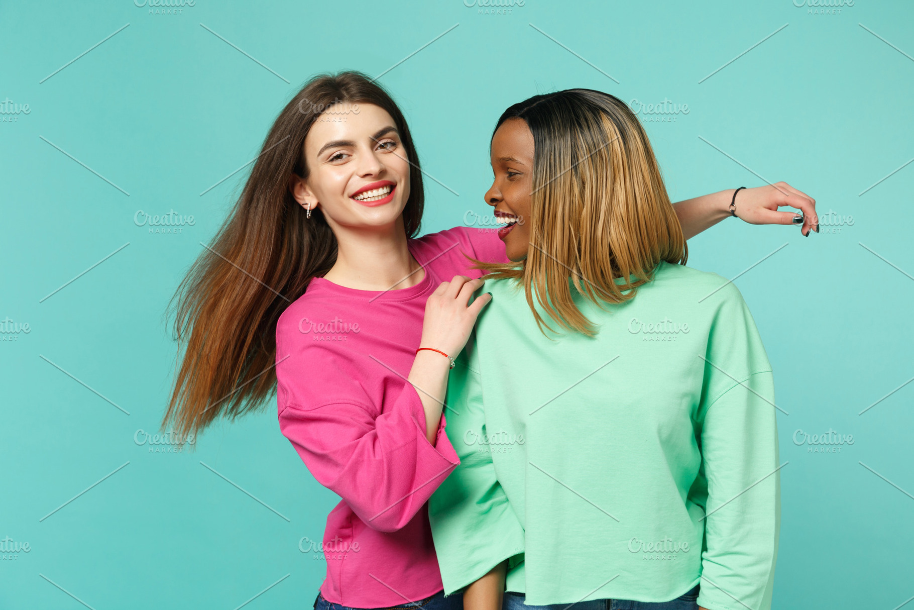 Two young women friends european and containing woman, fashion, and standing, a Person Photo by ViDi Studio