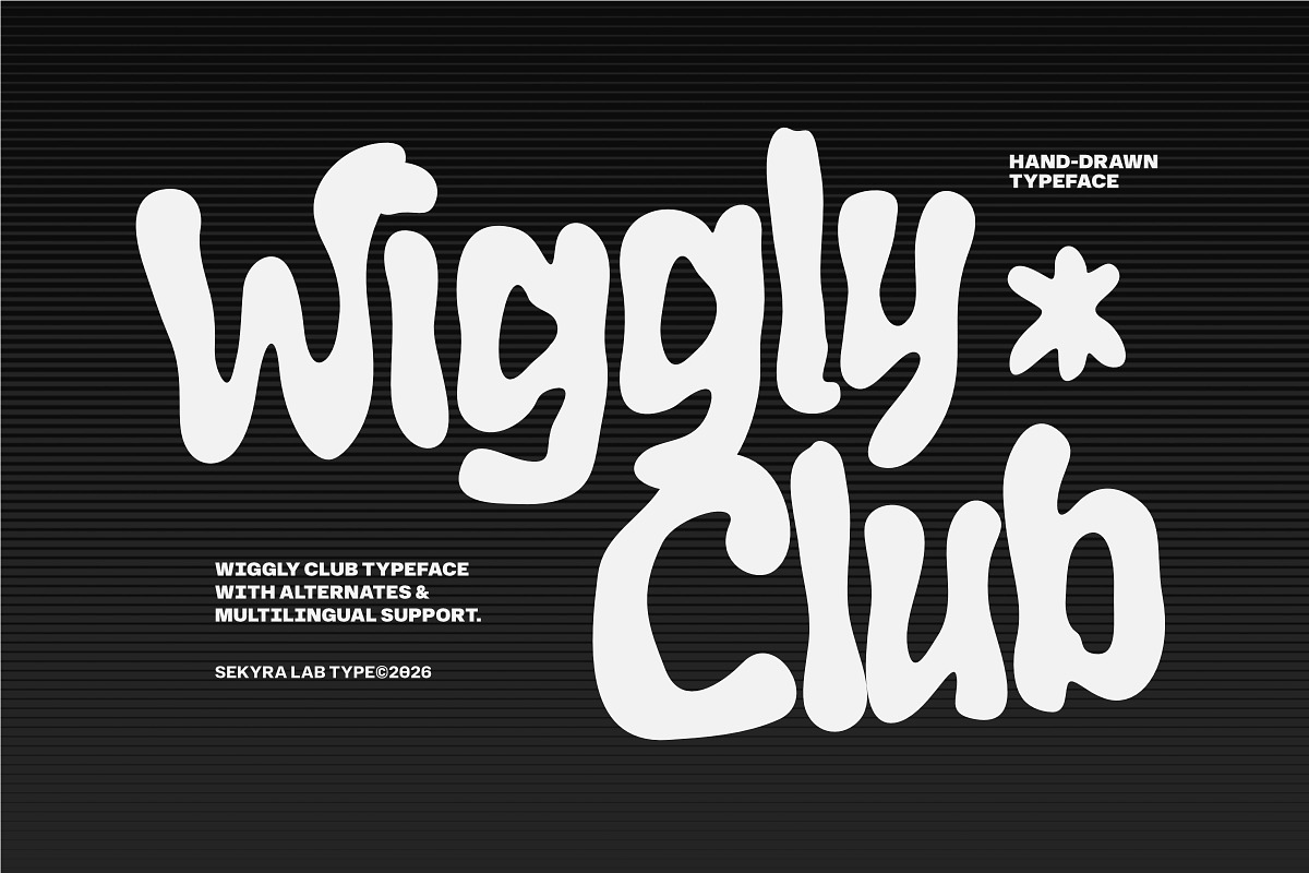 Wiggly Club Font, a Handwritten Font by Sekyra Lab (Photo 1 of 11)