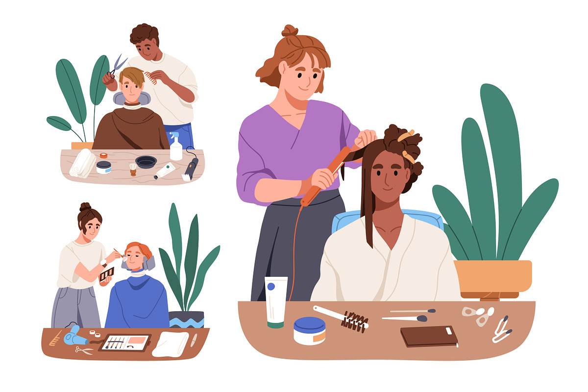 Hairdressers & makeup artist at work, a Person Illustration by Good Studio (Photo 1 of 4)