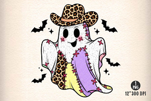 Patchwork Cowboy Ghost Halloween PNG, an Illustration by Dream Creation