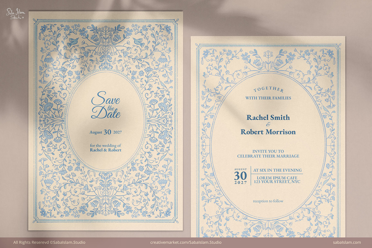 Rustic Whimsical Wedding Invitation, an Invitation Template by SabaIslam.Studio (Photo 2 of 7)