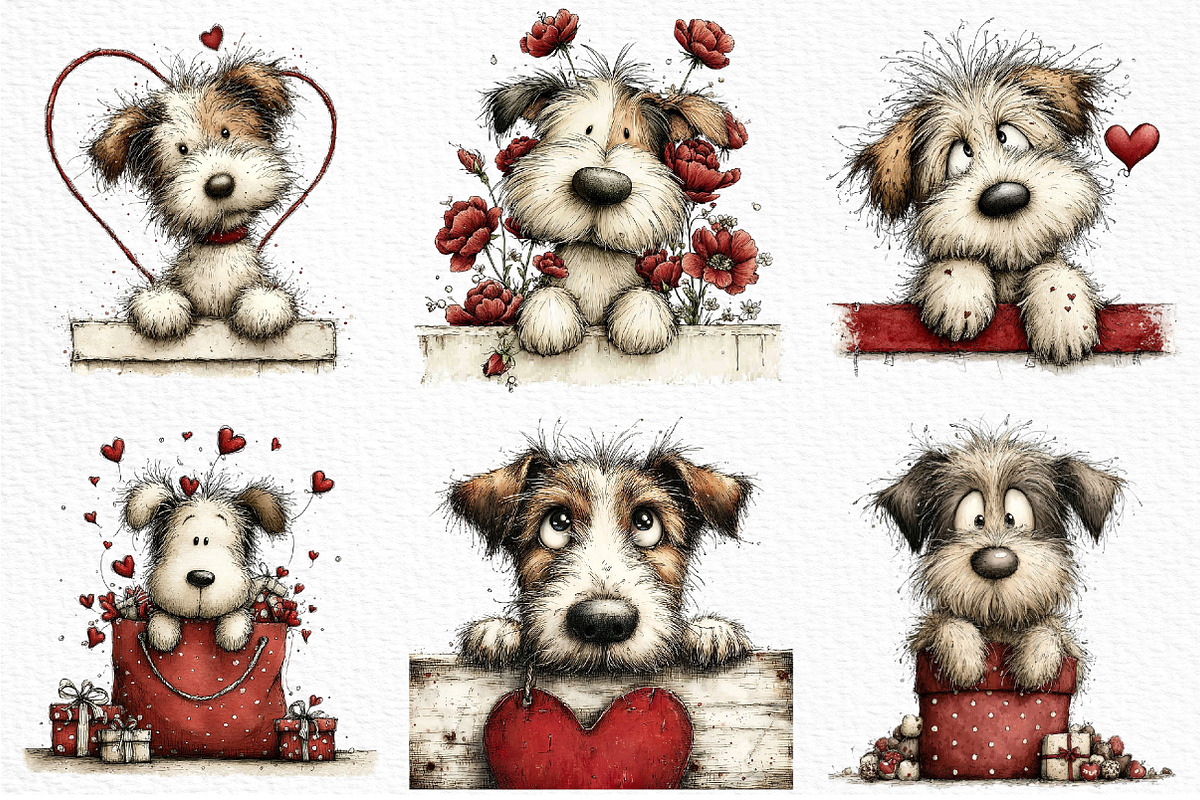 Funny Valentine Peeking Dog Clipart, an Illustration by Craft Nest (Photo 6 of 11)