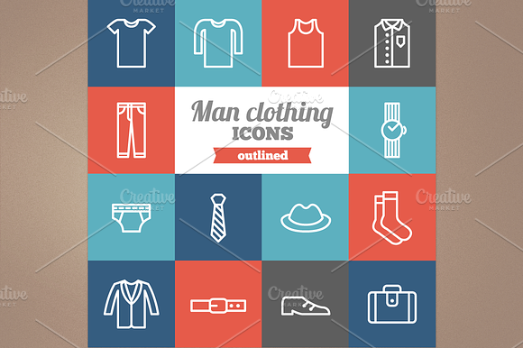 Outlined Man Clothing Icons