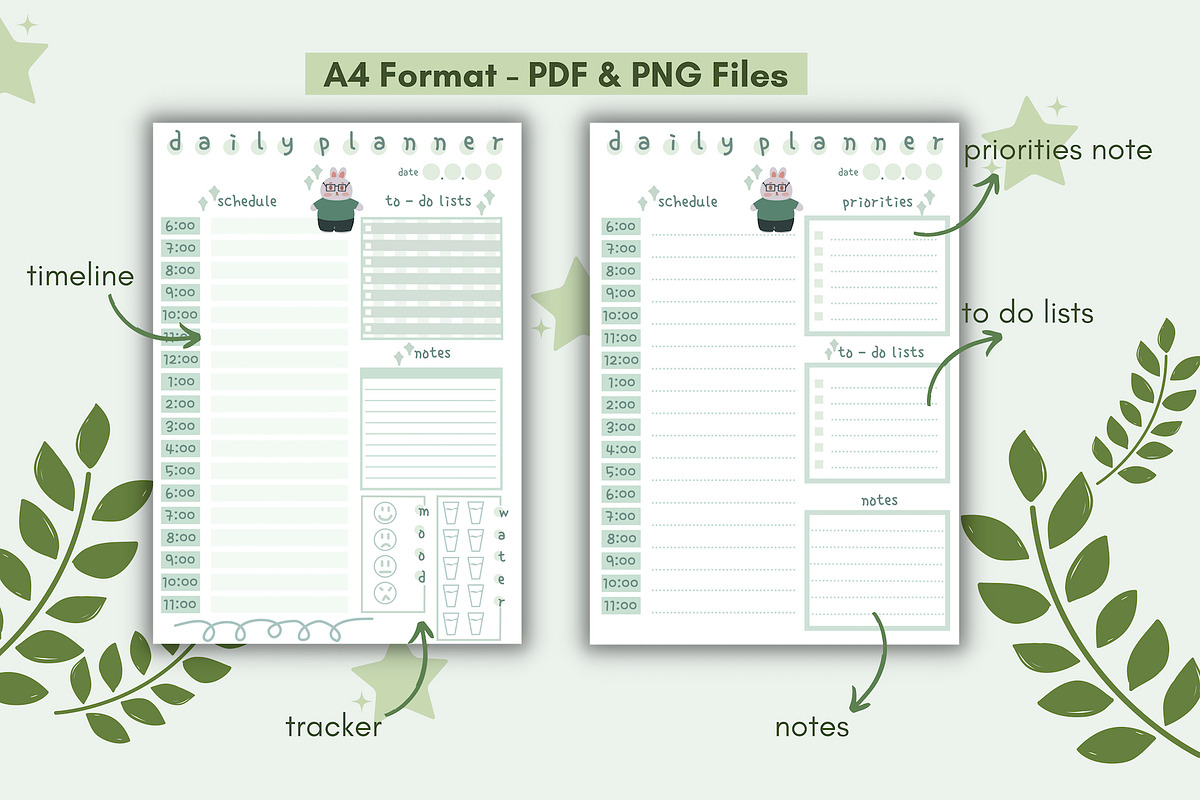 Daily Planner Templates, a Stationery Template by Journal w Sushii (Photo 3 of 3)