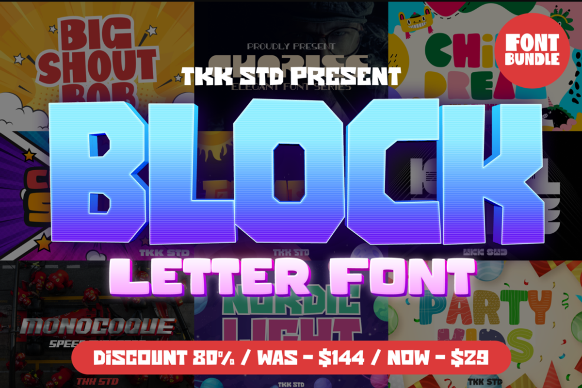 Block Letter Font Bundle - SALE, a Sans Serif Font by tokokoo (Photo 1 of 13)