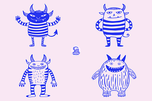Cute Horned Monsters Illustrations