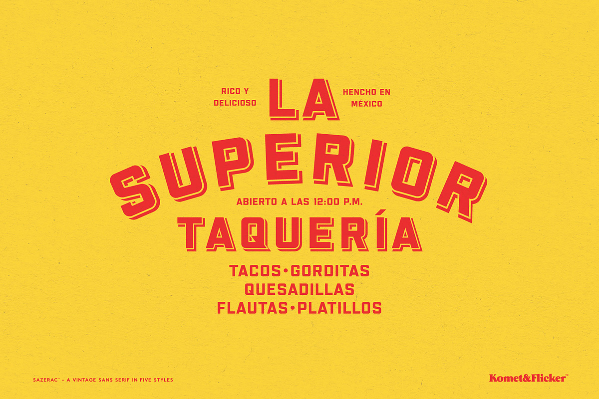 SAZERAC – A Bold Vintage Style Font, a Sans Serif Font by Komet & Flicker (Photo 6 of 15)