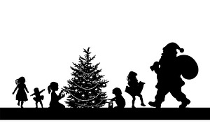 Silhouette of children decorating a, an Object Illustration by Nenahliadava Design