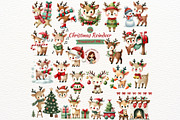 Christmas Reindeer Clipart Set, an Animal Illustration by Nicolle's Colorful Art (Thumbnail 1 of 10)
