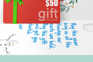 Gift Card With Ribbon Mockup