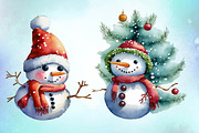 Cute Christmas Snowman Clipart, a Seasonal Illustration by Craft Nest (Thumbnail 3 of 5)