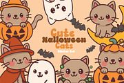 Cute Kawaii HalloweenCat Sticker Set, a Graphic by Dori Debreceni draws (Thumbnail 1 of 4)