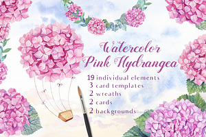 SALE! Watercolor Pink Hydrangea