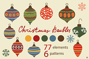 Christmas baubles set and patterns, a Decorative Illustration by Olillia (Thumbnail 1 of 18)