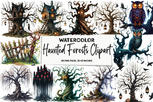 Haunted Forests Clipart, an Illustration by DreamArtGraphic