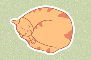 Sleeping Red Tabby Cat Stickers