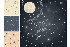 Moon, Stars, Galaxy, starry night