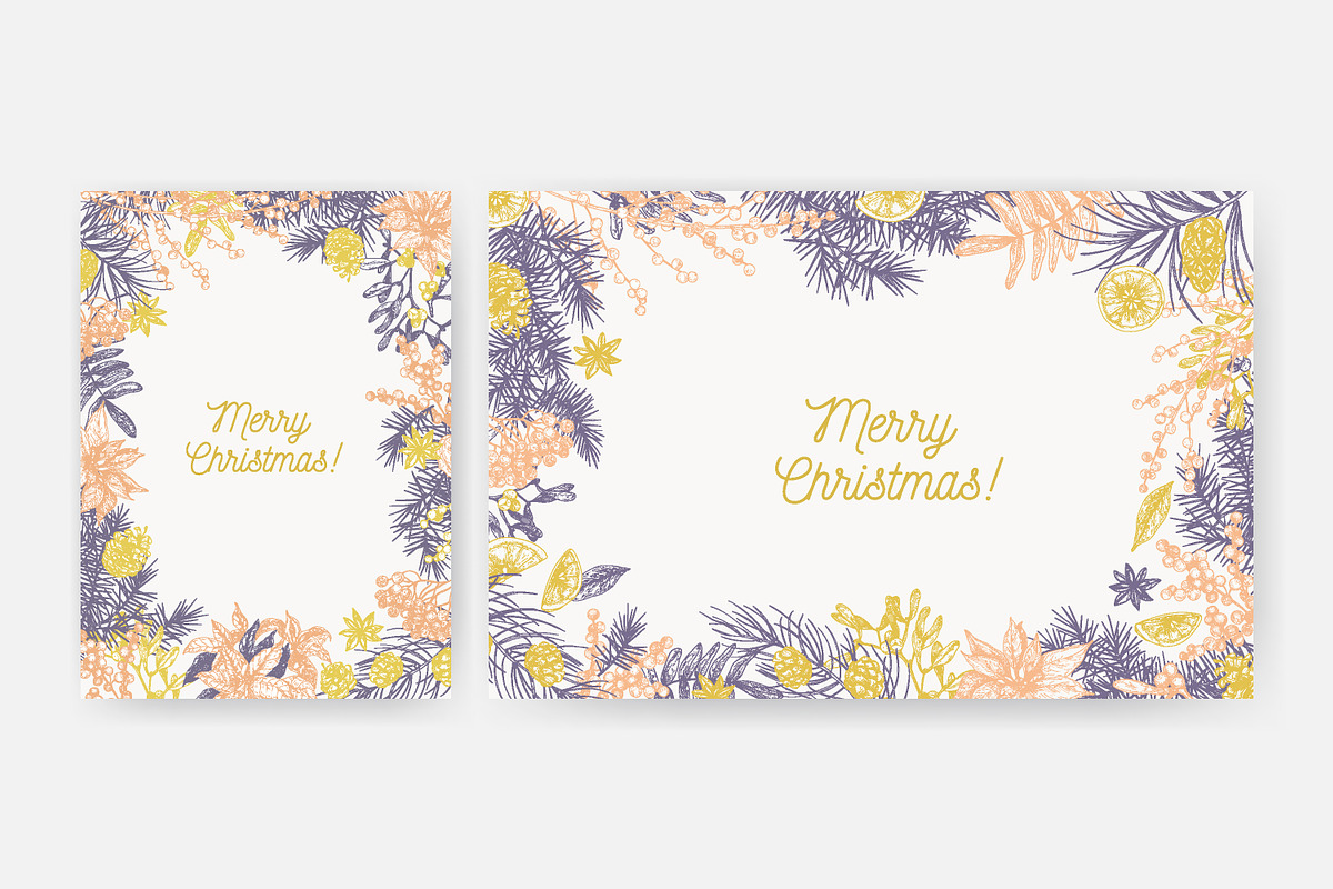 Floral christmas framed cards, a Decorative Illustration by Good Studio (Photo 9 of 19)
