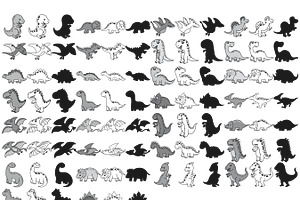 Dinosaur Outline Silhouette Set 1