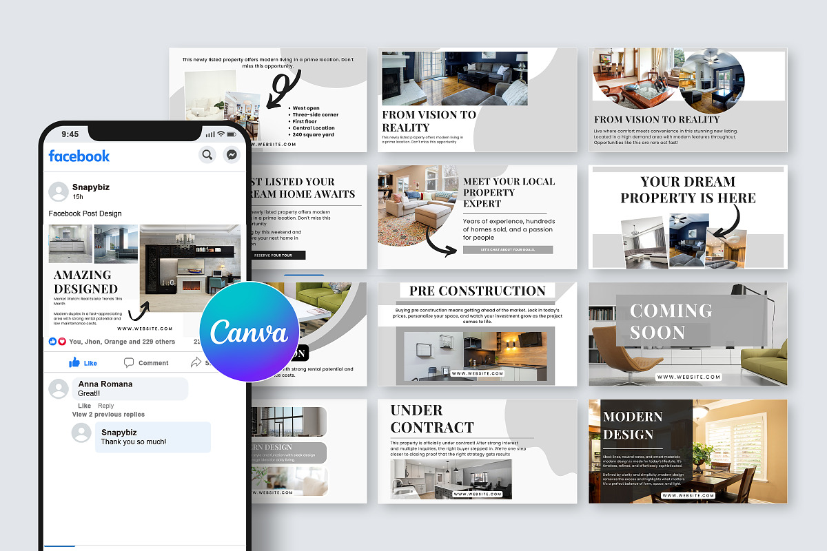 Real Estate Canva Facebook Template, a Social Media Template by Snapybiz (Photo 4 of 10)