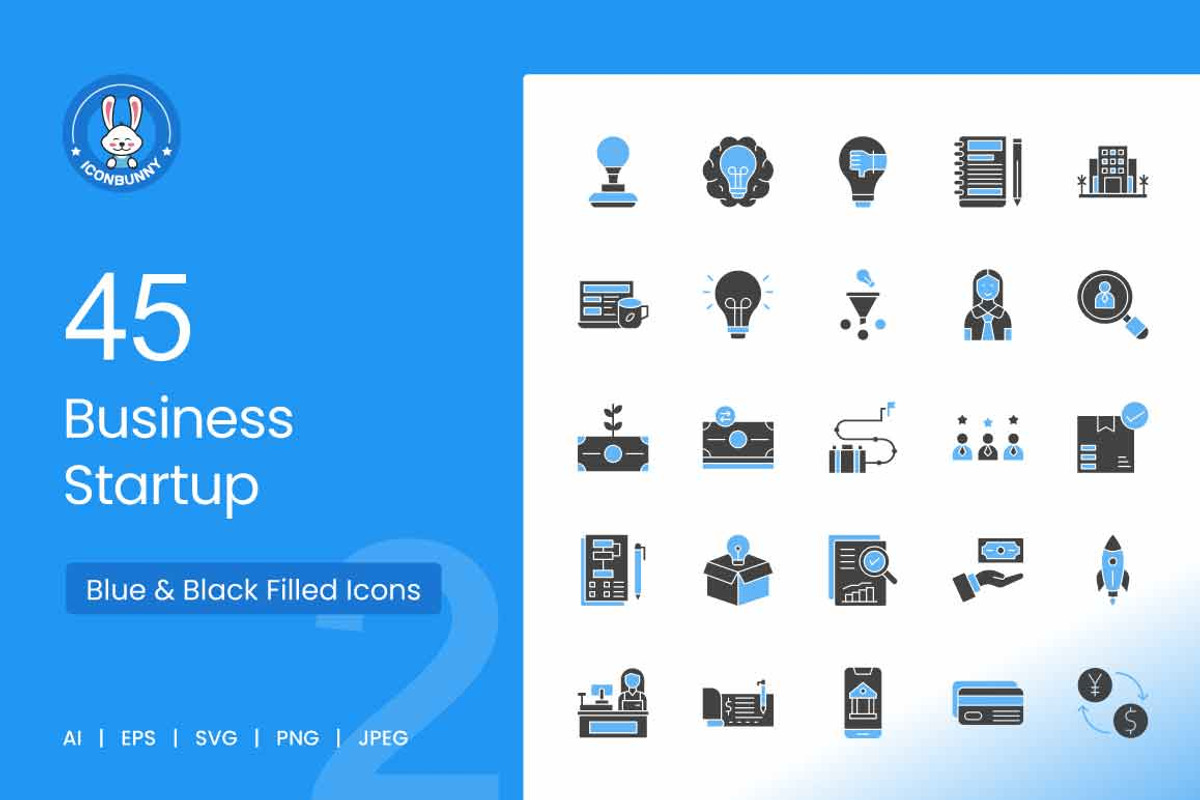 Business Startup Blue & Black Icons, an Icon by IconBunny (Photo 1 of 2)
