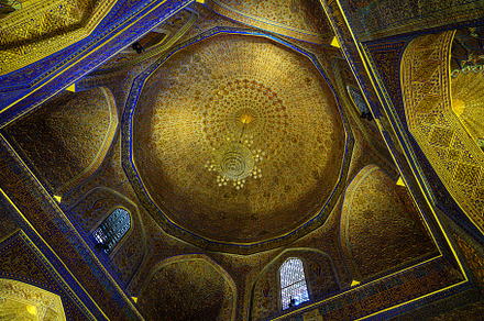 Ornament of the dome and interior of the Gur Emir mausoleum in S, an Abstract Photo by Eugene_Photo