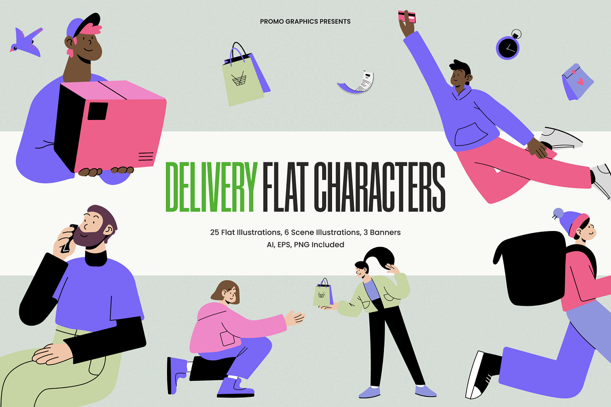 Delivery Flat Characters, a Transportation Illustration by Promo Graphics (Photo 1 of 7)