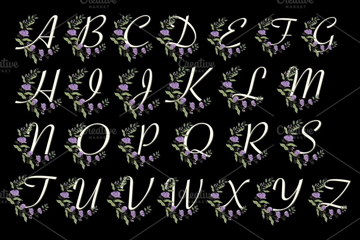 Floral Lavender Alphabet Monogram, an Illustration by Stellalunarts (Photo 3 of 3)