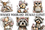 Summer Woodland Animals Clipart, a Seasonal Illustration by OK Design (Thumbnail 2 of 6)