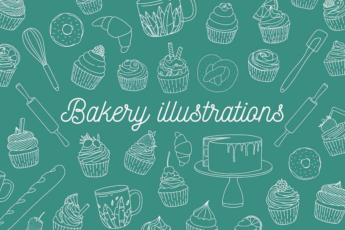 Pack of bakery illustrations, a Food Illustration by Wander Designs (Photo 1 of 6)