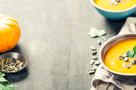 Pumpkin soup in a bowl son a wooden surface, a Food & Drink Photo by Natalia Klenova's Shop
