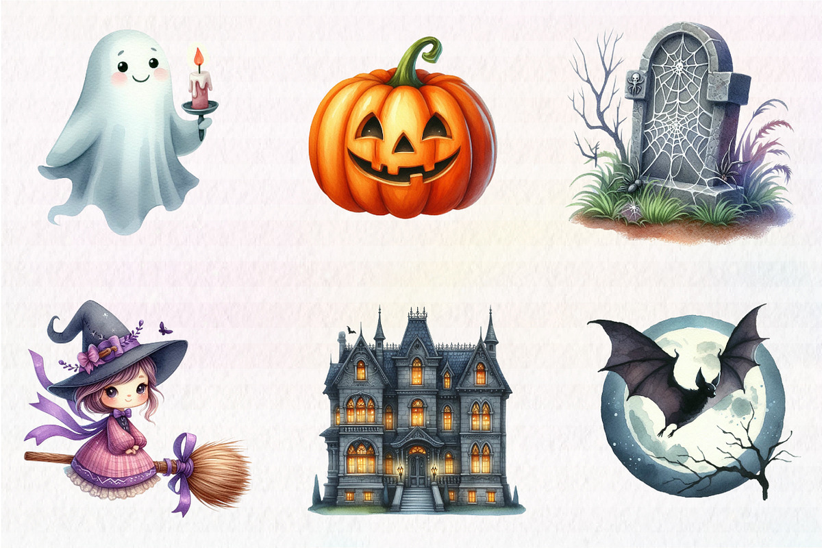 Watercolor  Haunted house, an Illustration by CreationArt (Photo 4 of 6)