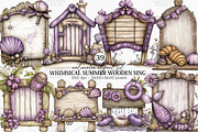 Whimsical Summer Wooden Sing Clipart, an Illustration by Canvas Craft (Thumbnail 1 of 7)