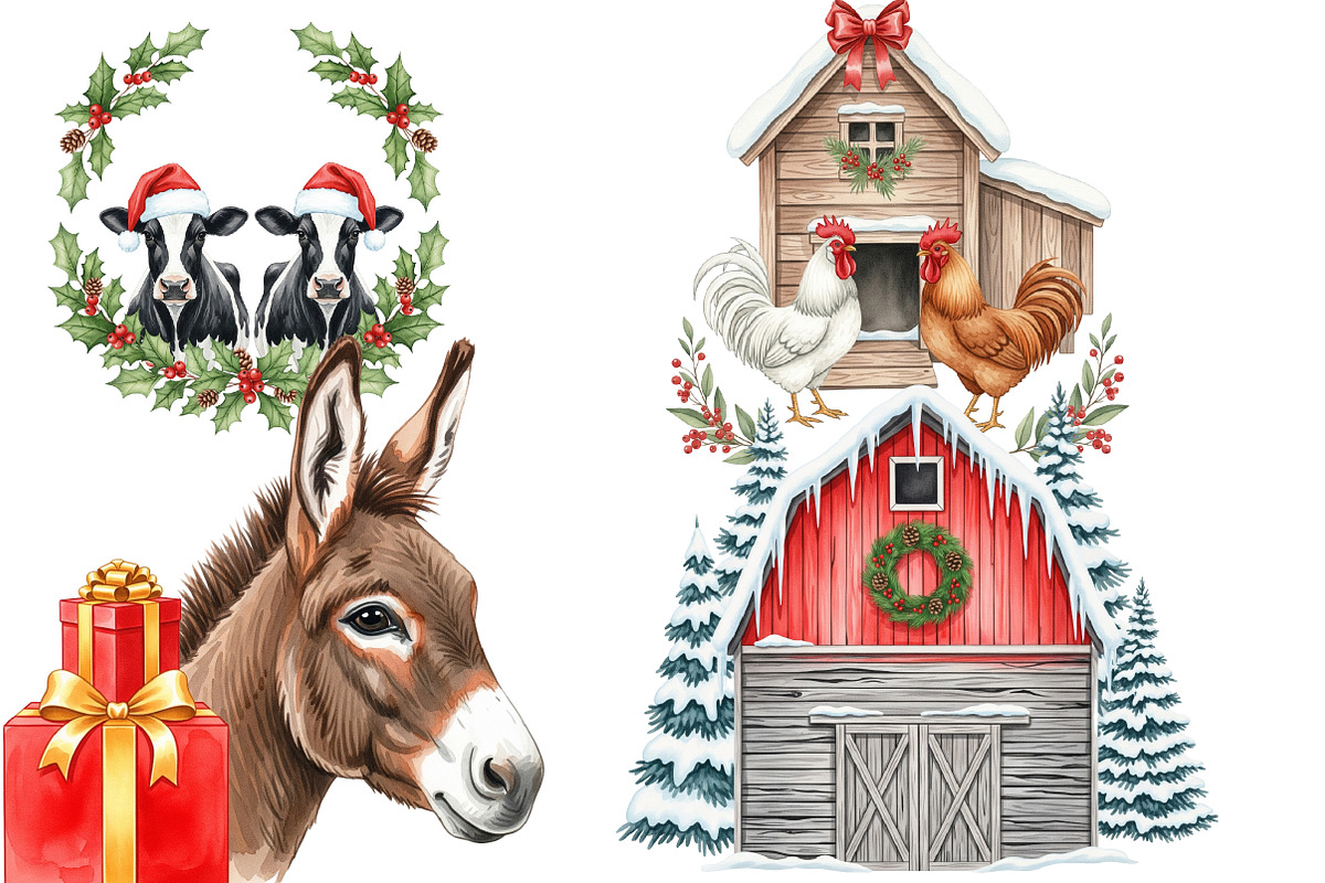 Vintage Christmas Rub On Clipart, an Illustration by DreamArtGraphic (Photo 4 of 5)