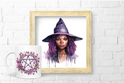 Purple Witch Clipart Bunde 12 PNG, a Decorative Illustration by Orange Brush Studio (Thumbnail 4 of 4)