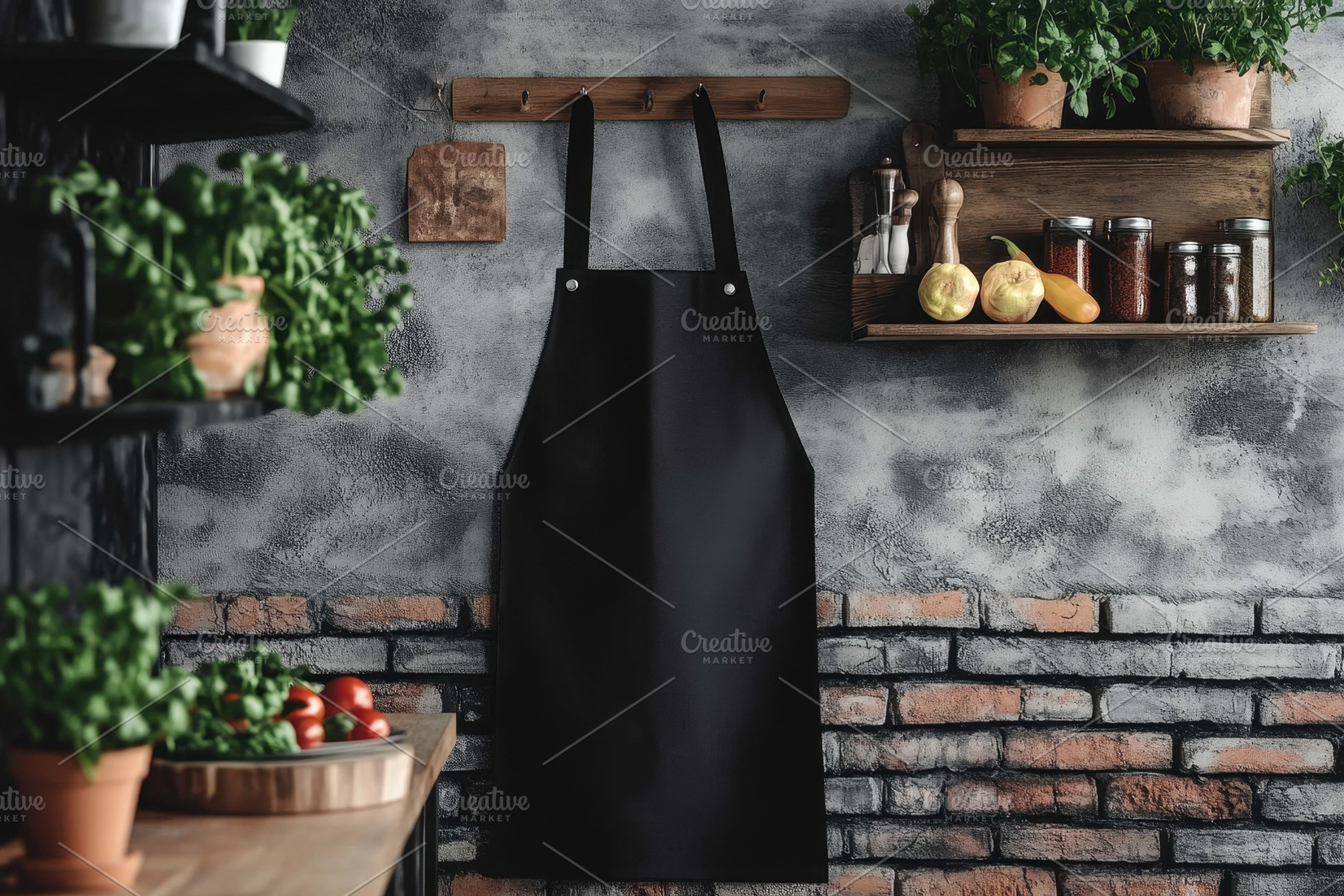 Black Apron Hanging in a Kitchen Fil, a Photo by Tanuart