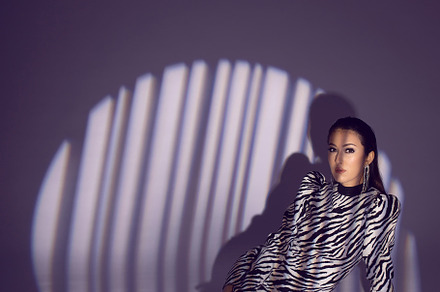 sexy young fashion model Asian woman is standing in a zebra striped dress in th, a Person Photo by SaulichPhoto
