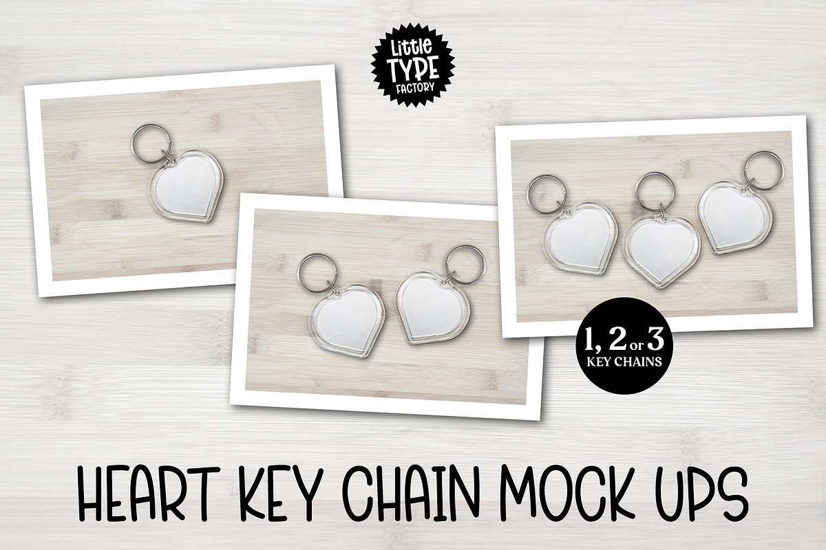 Heart Keychain Mock Up, a Product Mockup by Little Type Factory (Photo 3 of 4)