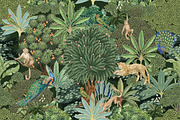 Tropical Mughal garden, an Animal Illustration by Mughal Wallpaper (Thumbnail 1 of 2)