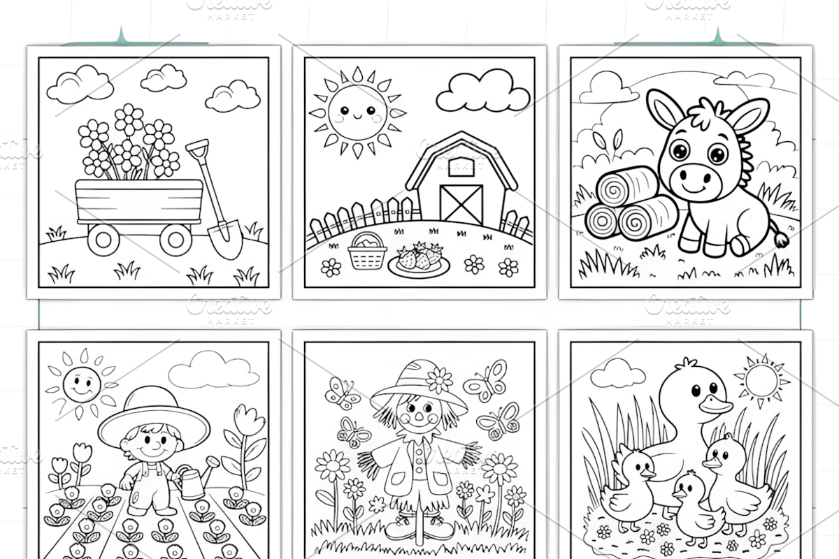 Spring Farm Life Coloring Book Adult, a Decorative Illustration by Ink Gallery (Photo 9 of 9)