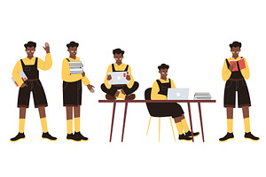 Afro Student Engaged in Various, an Education Illustration by Flashvector