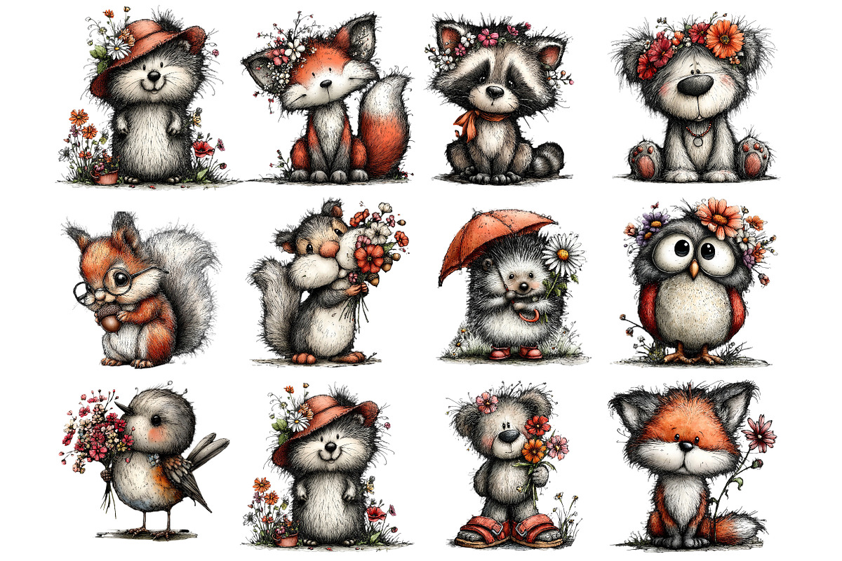 Whimsical Summer Woodland Animals, an Illustration by DreamArtGraphic (Photo 3 of 3)