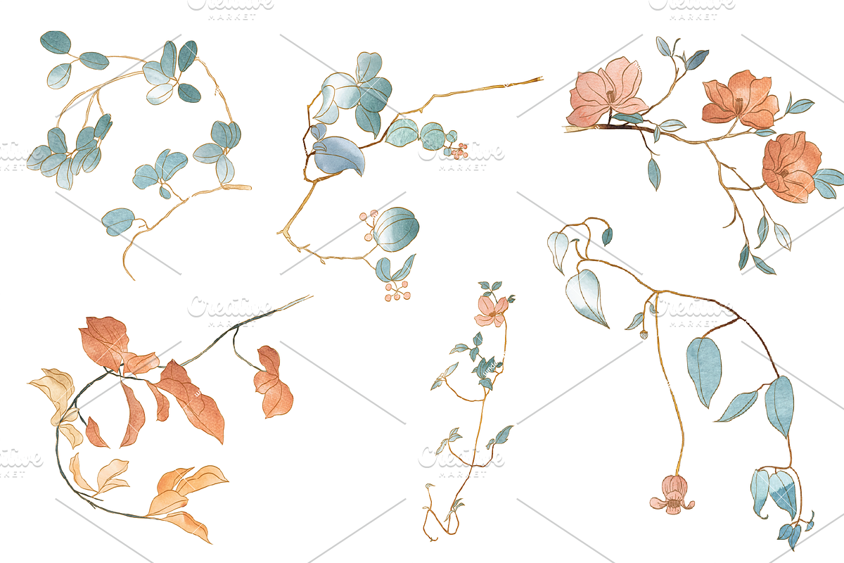Flower elements in Vintage style, an Object Graphic by marukopum (Photo 2 of 7)