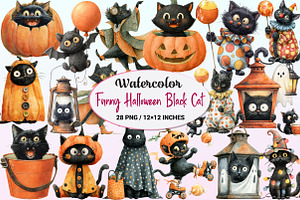 Funny Halloween Black Cat Clipart., a Graphic by CitraGraphics