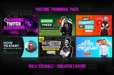 Youtube Thumbnail Templates Set 1, a Social Media Template by PremadePixels.com